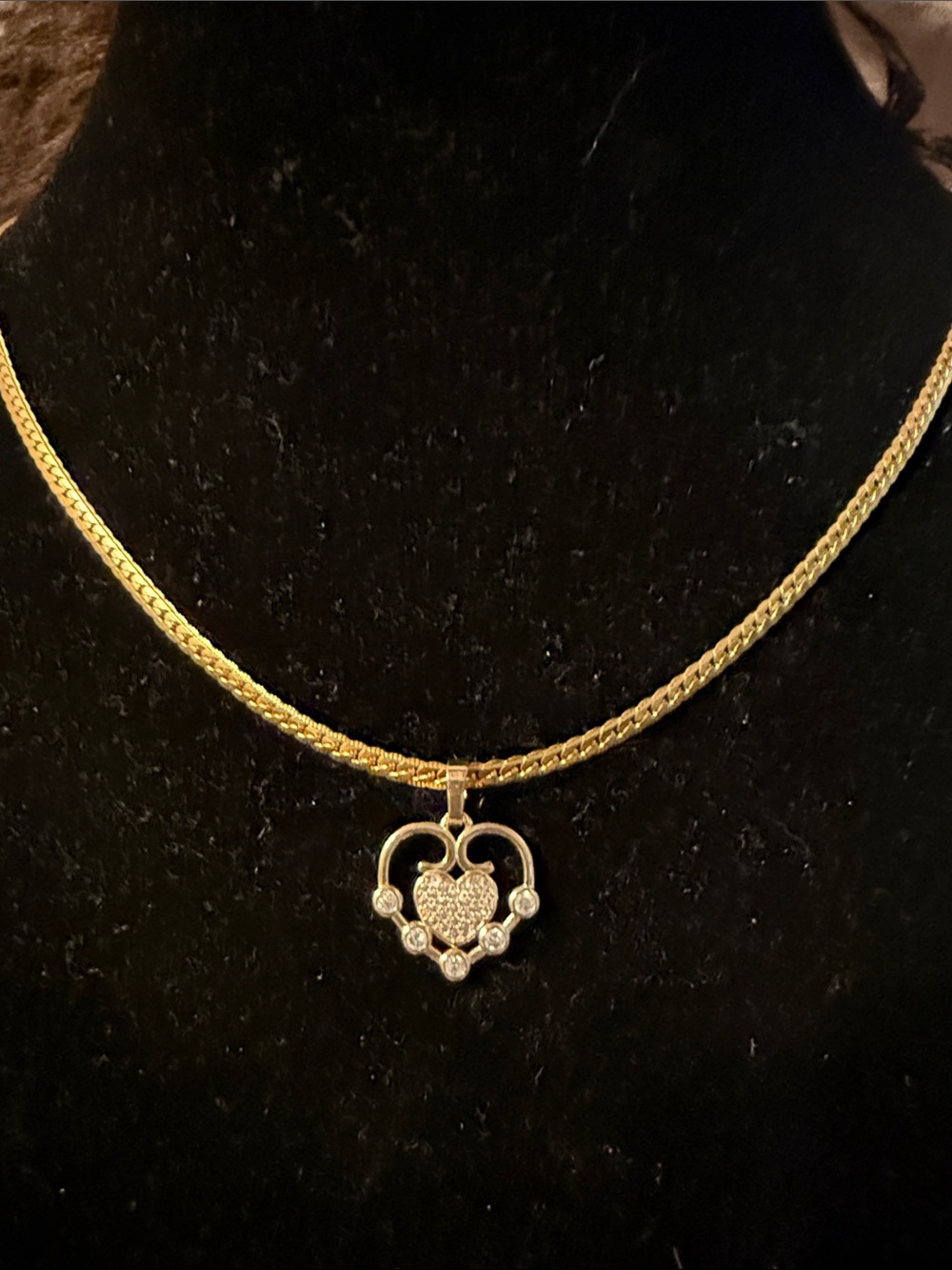 Stainless steel Heart Pendant Necklace with Crystal Accents